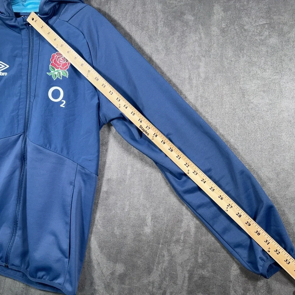 Umbro England Rugby Full Zip Long Sleeved Hoodie Training Top Mens L Blue